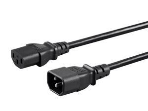 Monoprice Extension Cord - 2 Feet - Black, IEC-320-C14 to IEC-320-C13, 16AWG, 13A, 3-Prong, SVT