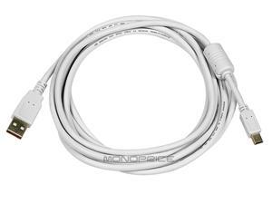 Monoprice USB 2.0 Cable - 10 Feet - White | USB Type-A to USB Mini-B 2.0 Cable - 5-Pin, 28/24AWG, Gold Plated Monoprice USB 2.0 Cable - 10 Feet - White | USB Type-A to USB Mini-B 2.0 Cable - 5-Pin, 28/24AWG, Gold Plated