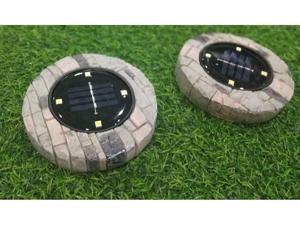 Solar Ground Light 4 LED White Solar Outdoor Lights Disk Light Waterproof Stone Design IP44 outdoor for Garden Yard Patio Pathway Lawn 2pcs per box Solar Ground Light 4 LED White Solar Outdoor Lights Disk Light Waterproof Stone Design IP44 outdoor for Garden Yard Patio Pathway Lawn 2pcs per box
