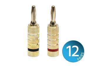 Monoprice 12 PAIRS Of HighQuality Gold Plated Speaker Banana Plugs Closed Screw Type