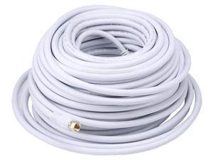 Monoprice 100ft RG6 (18AWG) 75Ohm, Quad Shield, CL2 Coaxial Cable with F Type Connector - White Monoprice 100ft RG6 (18AWG) 75Ohm, Quad Shield, CL2 Coaxial Cable with F Type Connector - White