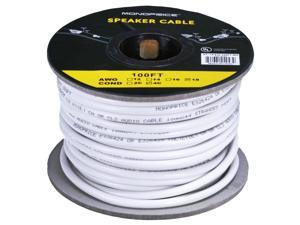 Monoprice Access Series 18 Gauge AWG CL2 Rated 4 Conductor Speaker Wire / Cable - 100ft Fire Safety In Wall Rated, Jacketed In White PVC Material 99.9% Oxygen-Free Pure Bare Copper