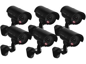 Fake Camera, JYtrend Dummy Camera CCTV Surveillance System with Realistic Red LED Flashing Light for Outdoor and Indoor + Warning Sticker (6 Pack, Black)