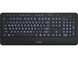 Azio Wireless Keyboard with Large Print Keys Blue Color Backlight 2.4gHz USB-RF Rechargeable and Multimedia Productivity Hotkeys (Vision Series KB510W) Azio Wireless Keyboard with Large Print Keys Blue Color Backlight 2.4gHz USB-RF Rechargeable and Multimedia Productivity Hotkeys (Vision Series KB510W)