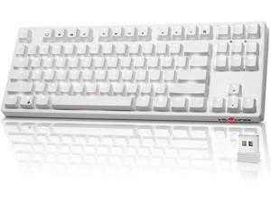 Wireless Mechanical Keyboard, VELOCIFIRE TKL02WS 87 Key Tenkeyless Ergonomic with Linear Red Switches, and White LED Backlit for Copywriters, Typists, and Programmers(White)