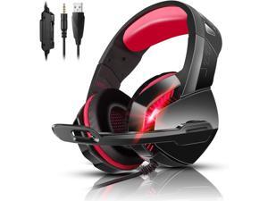 PS4 Gaming Headset with 7.1 Surround Sound, Xbox One Headset with Noise Canceling Mic & LED Light, PHOINIKAS H3 Over Ear Headphones, Compatible with Nintendo Switch, PC, PS4, Xbox One, Laptop (Red) PS4 Gaming Headset with 7.1 Surround Sound, Xbox One Headset with Noise Canceling Mic & LED Light, PHOINIKAS H3 Over Ear Headphones, Compatible with Nintendo Switch, PC, PS4, Xbox One, Laptop (Red)