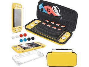 Carrying Case Plus TPU Case Cover and Screen Protector for Nintendo Switch Lite, 4 in 1 Accessories Kit, Portable Carrier Travel Bag Case Comes with 8 Game Card Slots for Switch Lite 2019