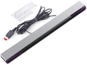 KIMILAR Replacement Wired Infrared IR Ray Motion Sensor Bar Compatible with Wii and Wii U Console (Silver/Black)