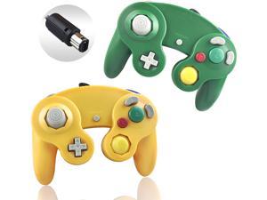 2 Packs NGC Controllers Classic Wired Controller for Wii Gamecube (Light Orange and Green)