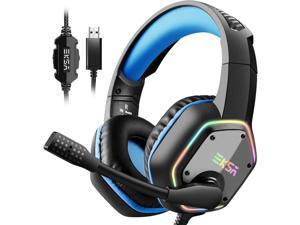 EKSA Gaming Headset with 7.1 Surround Sound Stereo, PS4 USB Headphones with Noise Canceling Mic & RGB Light, Compatible with PC, PS4 Console, Laptop (Blue) EKSA Gaming Headset with 7.1 Surround Sound Stereo, PS4 USB Headphones with Noise Canceling Mic & RGB Light, Compatible with PC, PS4 Console, Laptop (Blue)