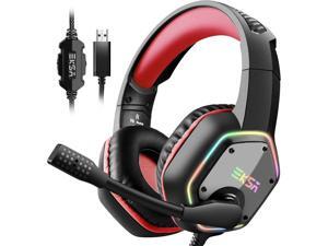 EKSA Gaming Headset with 7.1 Surround Sound Stereo, PS4 USB Headphones with Noise Canceling Mic & RGB Light, Compatible with PC, PS4 Console, Laptop (Red) EKSA Gaming Headset with 7.1 Surround Sound Stereo, PS4 USB Headphones with Noise Canceling Mic & RGB Light, Compatible with PC, PS4 Console, Laptop (Red)