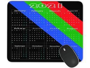 JNKPOAI 2021 3-Colour Calendar Mouse Pad Souvenir Mouse Pad Anti-Slip Mouse Pad for Office (3-Colour Calendar, Square)