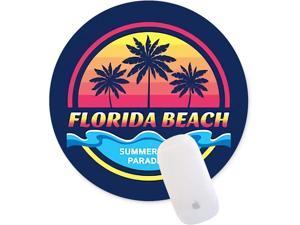 JNKPOAI Florida Beach Mouse Pad Tourism Mouse Pad for Laptop Computers Anti-Slip Mouse Pad for Office Souvenir Mouse Pads (Florida Beach Round)