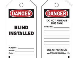 BRADY 132424 Danger Tag,5-3/4in. H x 3in. W,Pe,PK25 BRADY 132424 Danger Tag,5-3/4in. H x 3in. W,Pe,PK25