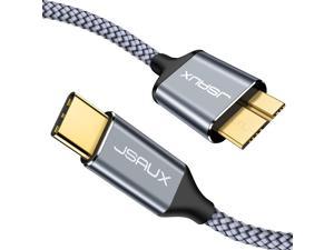 USB C to Micro B Cable, JSAUX 2 Pack (3.3ft+6.6ft) USB Type C to Micro B Cable Charger Nylon Braided Cord Compatible with Toshiba Seagate WD West Digital External Hard Drive, Camera and More (Grey)