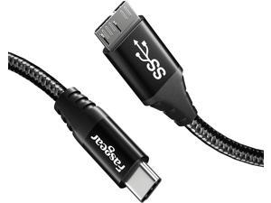 Type C to Micro B Cord, Fasgear Nylon Braided Metal Connector Type C 3.0 to Micro B Cable 3ft, Fast Charge Sync Compatible with Toshiba Canvio, Westgate, Seagate, Galaxy S5 Note 3 (Black)