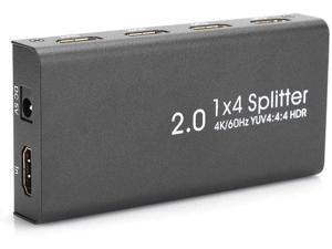 HDMI 1-to-4 Converter 1-in 4-Out Switch HD 4K @60 Hz 1 X 4 HDMI2.0 Splitter Support Signal Timing Reorganization, Blue Light DVD24 / 50 / 60fs / HD-DVD for KTV, Teaching and Training(Black) HDMI 1-to-4 Converter 1-in 4-Out Switch HD 4K @60 Hz 1 X 4 HDMI2.0 Splitter Support Signal Timing Reorganization, Blue Light DVD24 / 50 / 60fs / HD-DVD for KTV, Teaching and Training(Black)