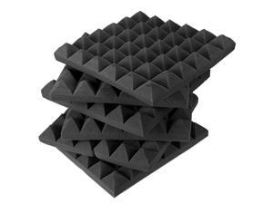 Acoustic Foam Panel Noise Absorbing Soundproof Sponge, Pyramidal Groove, 30x30x5cm, for Recording Studio Ktv, Black, Pack of 6
