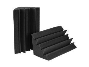 Acoustic Foam Panel Noise Absorbing Soundproof Sponge,  Triangle, 24x12x12cm, for Recording Studio Ktv, Black, Pack of 2