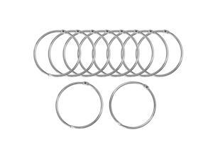 10 Pack Metal Curtain 1 Inch Snap Joint Drape Ring Loops for Bathroom Curtain Rods Plating Finish, Silver Tone