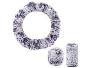 Universal Faux Fur Car Steering Wheel Cover with Handbrake Cover Gear Shift Cover Set Purple