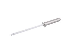 Household Kitchen Metal Cutter Sharpening Honing Rod Silver Tone 30cm Length
