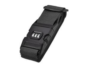 Luggage Strap Suitcase Belt with Buckle, Combination Lock, 2Mx5cm Adjustable PP Travel Packing Accessory, Black
