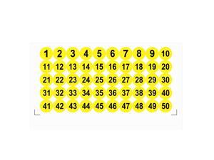 Round Number Stickers, 25mm Dia Number 1-50 Self Adhesive PVC Label Waterproof Black Word(Yellow Background) Round Number Stickers, 25mm Dia Number 1-50 Self Adhesive PVC Label Waterproof Black Word(Yellow Background)