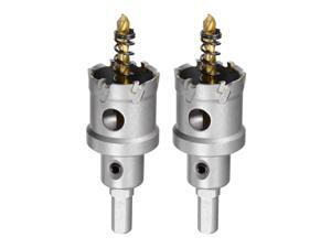 32mm Carbide Hole Cutter, Hole Saws for Stainless Steel Sheet Metal, Non-slip Triangular Shank Limit Step, with Titanium Coated Center Drill, 2pcs 32mm Carbide Hole Cutter, Hole Saws for Stainless Steel Sheet Metal, Non-slip Triangular Shank Limit Step, with Titanium Coated Center Drill, 2pcs