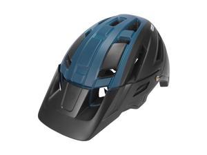 Adult Men Women Road Cycling Helmet Moutain Bike Helmet with Long Detachable Visor Rear Light and Storage Bag Black Blue