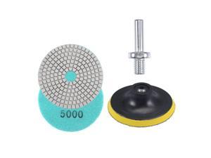 4 Inch 5000 Grit Diamond Wet Polishing Pad Set, for Stone Concrete Marble Grinder or Polisher, with M10 Hook and Loop Backing Holder Pad Connecting Rod