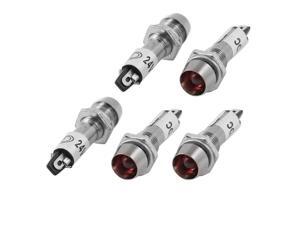 DC 24V Panel Mounting Metal LED Red Indicator Pilot Signal Light Lamp 5Pcs DC 24V Panel Mounting Metal LED Red Indicator Pilot Signal Light Lamp 5Pcs
