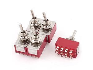 Red ON-ON 2 Position 12 Terminal 4PDT Toggle Switch AC 250V/2A 120V/5A 5pcs Red ON-ON 2 Position 12 Terminal 4PDT Toggle Switch AC 250V/2A 120V/5A 5pcs
