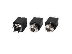 3pcs 6.35mm Stereo Female Jack Socket 5 Pins Vertical PCB Mount Connectors Black 3pcs 6.35mm Stereo Female Jack Socket 5 Pins Vertical PCB Mount Connectors Black