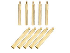 M4x45mm+6mm Male to Female Thread 0.7mm Pitch Brass Hex Standoff Spacer 10Pcs