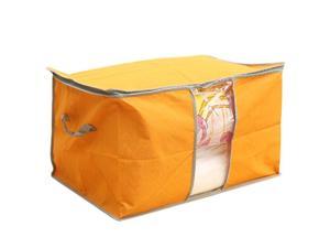 Unique Bargains Bamboo Charcoal Zipper Grips Cloths Quilt Bedding Storage Bag Orange 58x41x35cm
