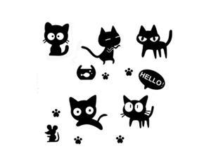 Unique Bargains Black Cats Pattern Removable Wall Sticker Decal Wallpaper Room Decor for Home Essential