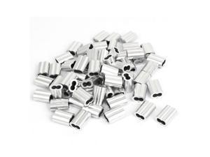 5mm 3/16" Aluminum Double Hole Wire Rope Clamp Clip Sleeve 100 Pcs