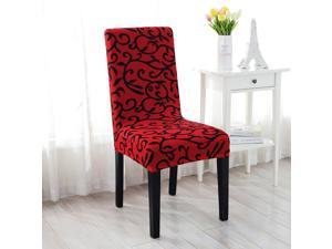 Removable Chair Covers Stretch Slipcovers Short Seat Cover Red + Black