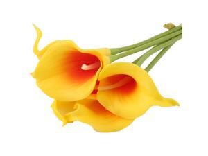 Cafe Wedding Party Decor PU Calla Lily Artificial Flowers Bouquet Yellow Orange 5 Pcs Cafe Wedding Party Decor PU Calla Lily Artificial Flowers Bouquet Yellow Orange 5 Pcs