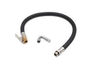 38cm Clip On Car Air Tire Inflator Hose w Silver Tone 45 Degree Valve Extender