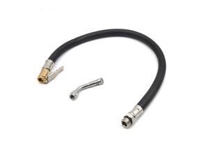 37cm Clip On Car Air Tire Inflator Hose w Silver Tone 135 Degree Valve Extension