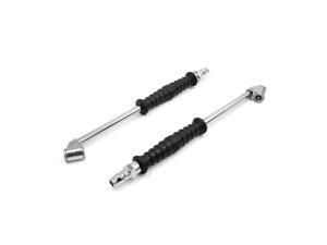 2pcs Metal Dual Head Car Air Tire Tyre Inflator Chuck Valve Silver Tone Black