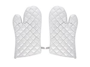 Kitchen Bakery Heat Resistance Baking Insulated Oven Gloves Pair Silver White Kitchen Bakery Heat Resistance Baking Insulated Oven Gloves Pair Silver White