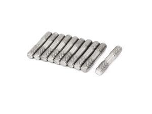 M10x200mm Double End Thread Stainless Steel 304 Tight Push Rod Adjustable Stud 5pcs