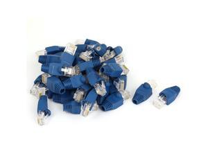 40 Pcs 8P8C RJ45 Contacts Head Shielded Network Plug Adapter w Boots Cover Blue