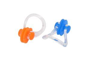 Blue Orange Rubber Swim Learning Training Swimming Nose Clip Protector 2 Pcs