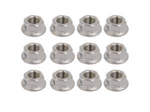 8pcs M12 x 1.25mm Pitch Metric Fine Thread 304 Stainless Steel Hex Flange Nut 