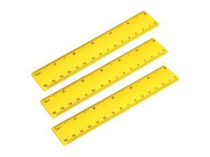 3 Pcs Plastic Ruler 15cm 6 inches Straight Ruler Yellow Measuring Tool for   Office
