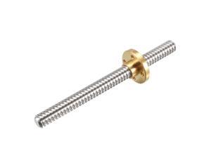 sourcing map 450mm T8 OD 8mm Pitch 2mm Lead 4mm Stainless Steel Lead Screw Rod with Copper Nut for 3D Printer Z Axis Acme Thread
